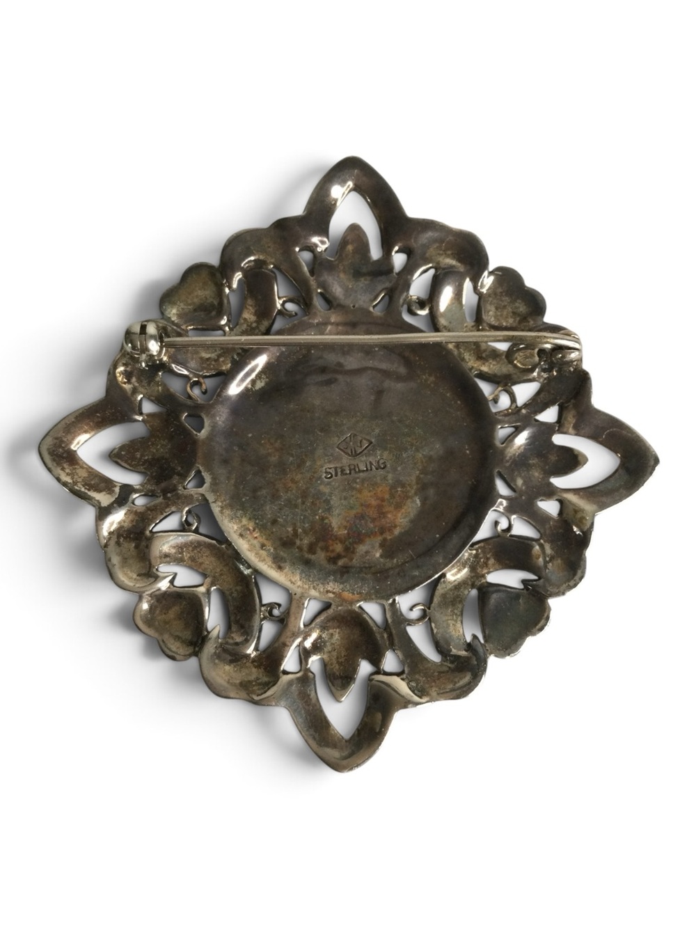 Vintage Judith Jack Sterling Silver Marcasite Intaglio Brooch & Earrings Set - Picture 10 of 13